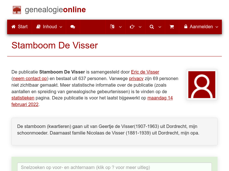 Screenshot van website