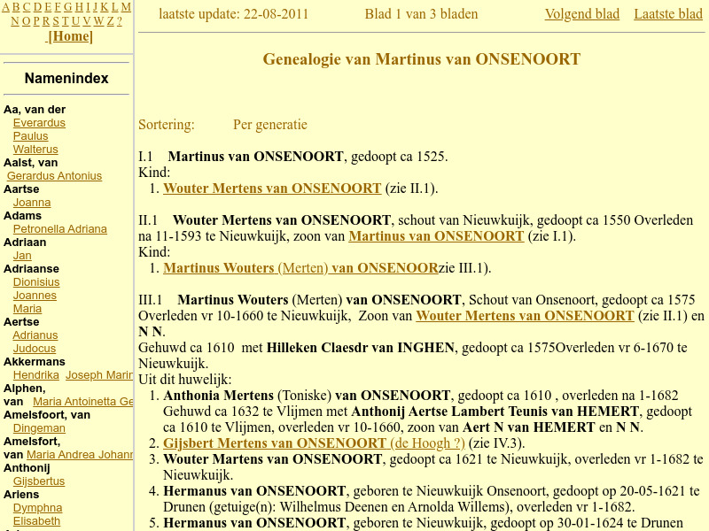 Screenshot van website