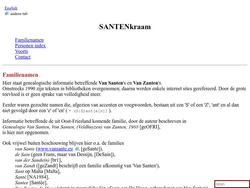 Screenshot van website