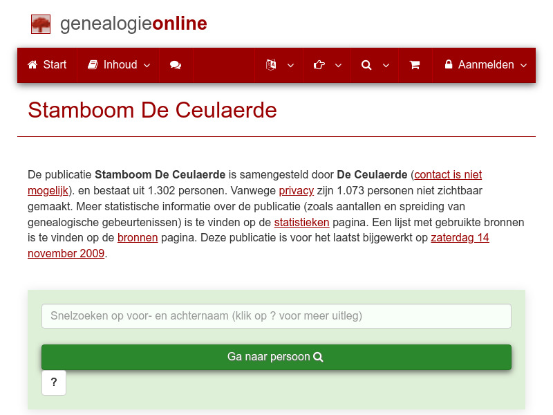 Screenshot van website