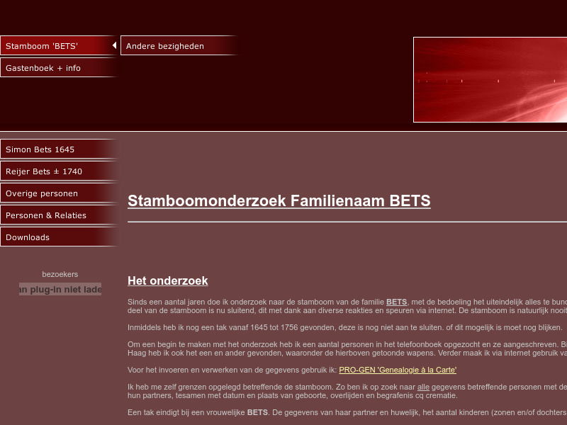 Screenshot van website
