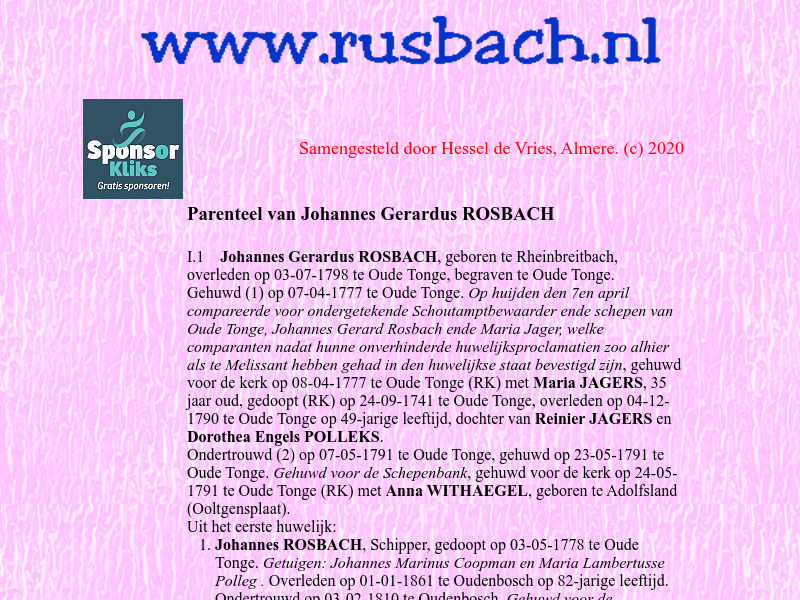 Screenshot van website