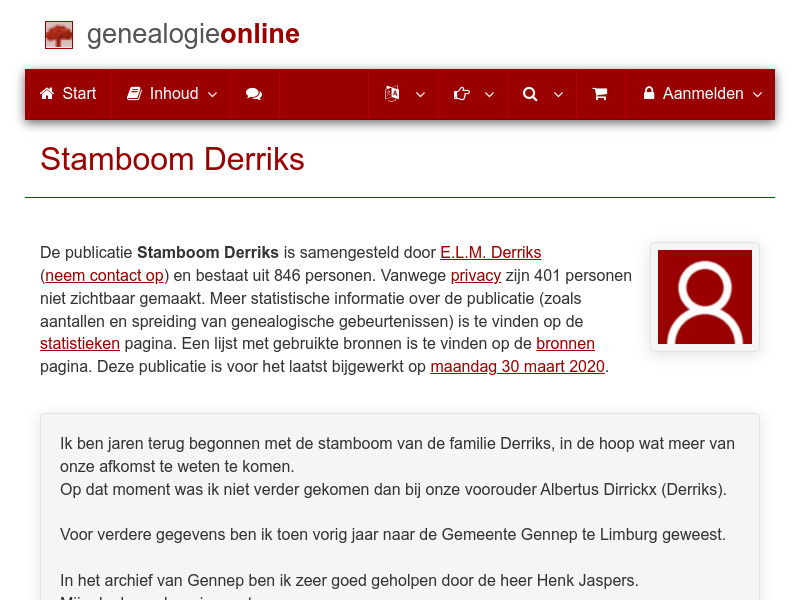 Screenshot van website