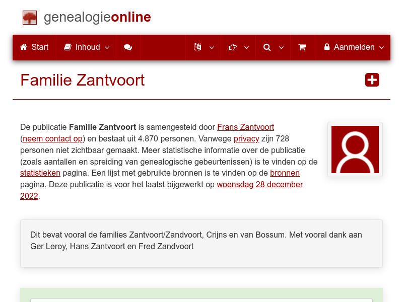 Screenshot van website