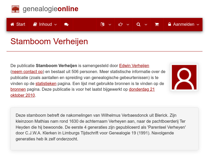 Screenshot van website
