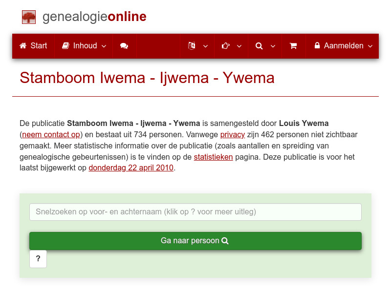 Screenshot van website