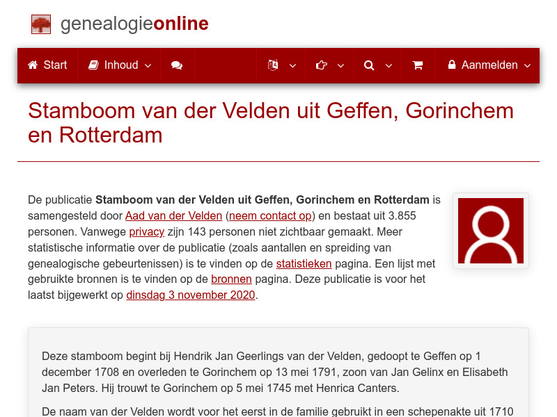 Screenshot van website