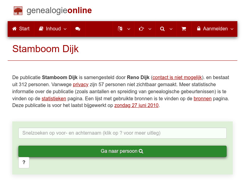 Screenshot van website