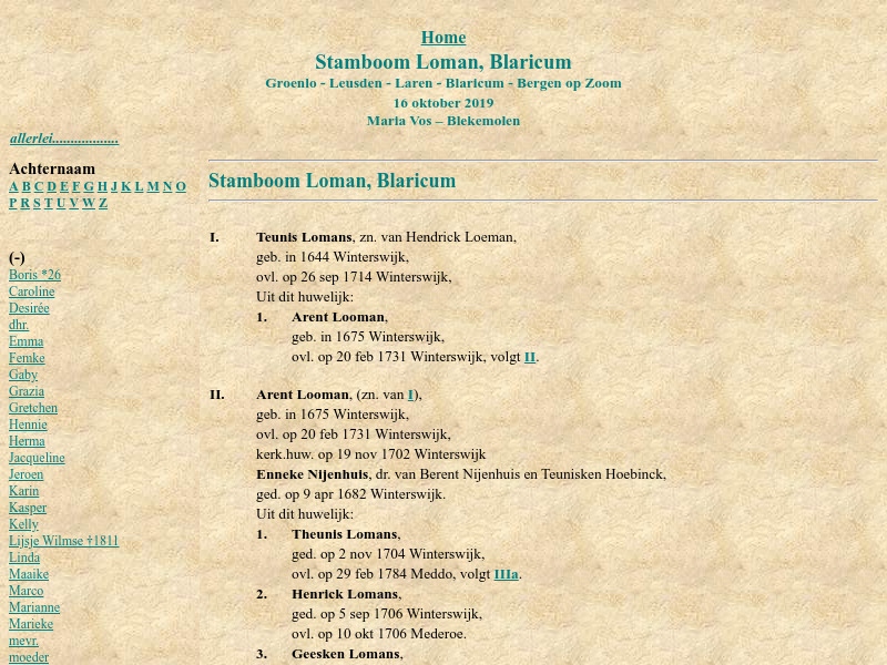 Screenshot van website