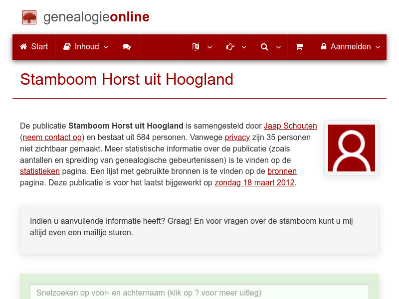 Screenshot van website