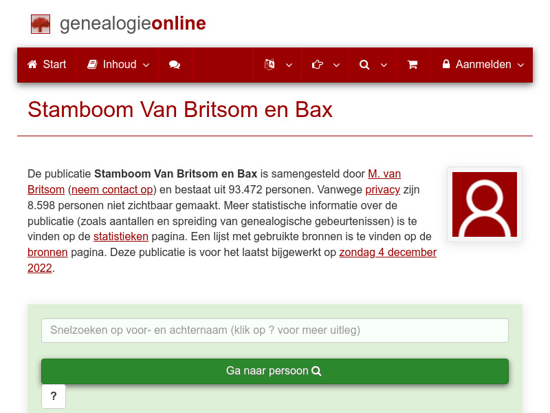 Screenshot van website