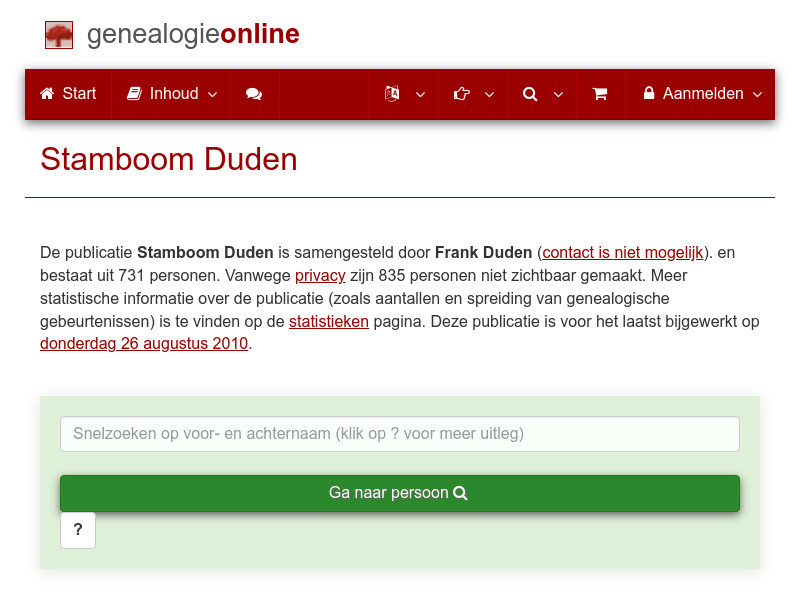 Screenshot van website
