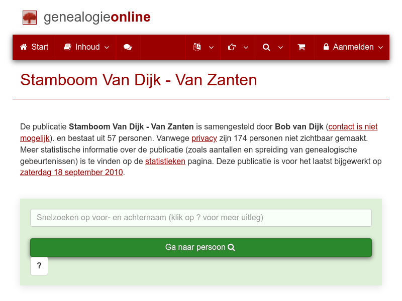 Screenshot van website