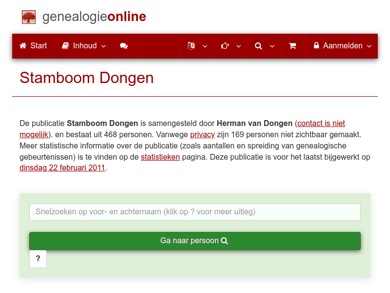 Screenshot van website