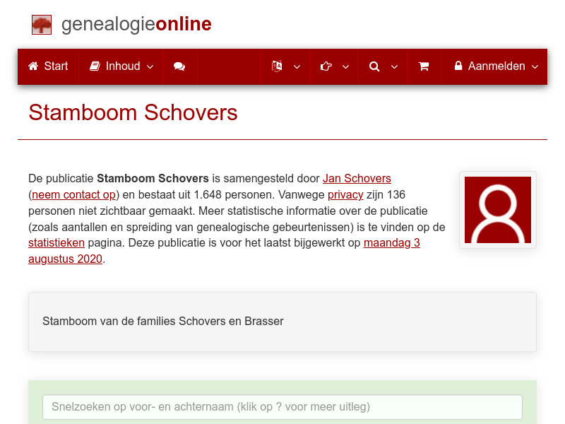 Screenshot van website