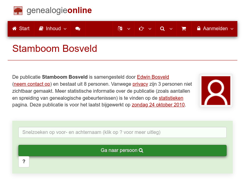 Screenshot van website