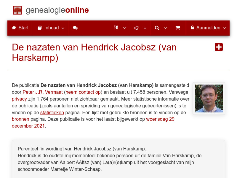 Screenshot van website