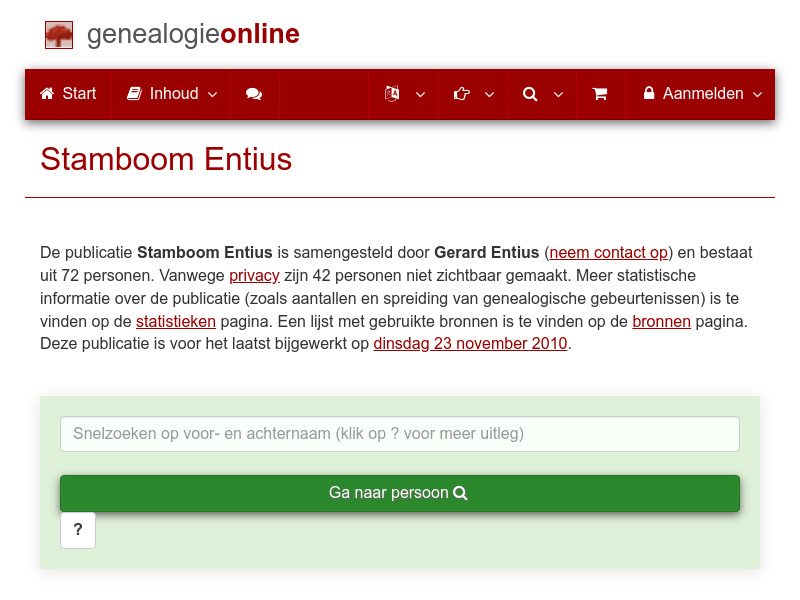Screenshot van website