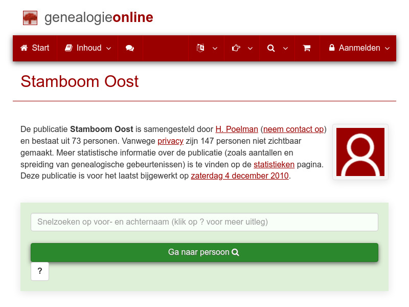 Screenshot van website