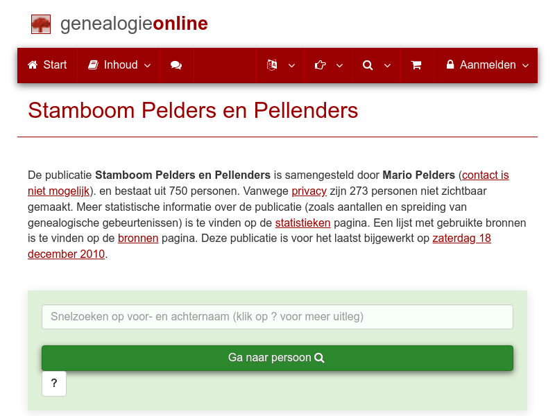 Screenshot van website