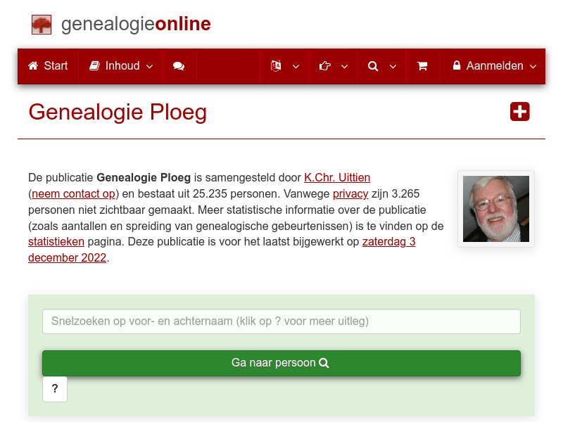 Screenshot van website