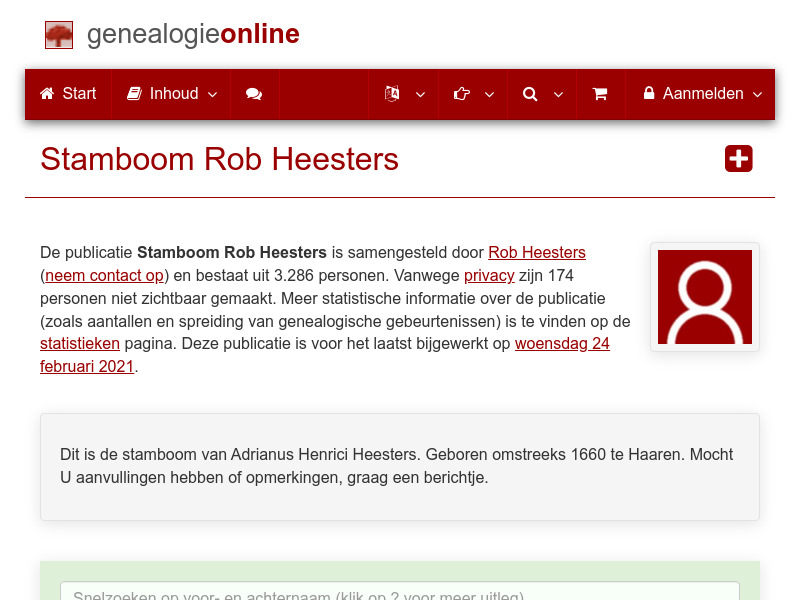 Screenshot van website