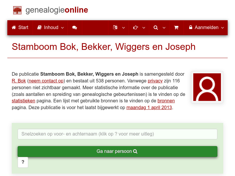 Screenshot van website