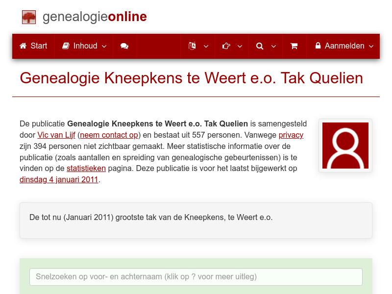 Screenshot van website