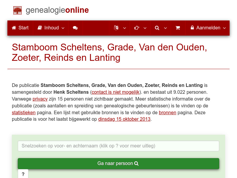Screenshot van website