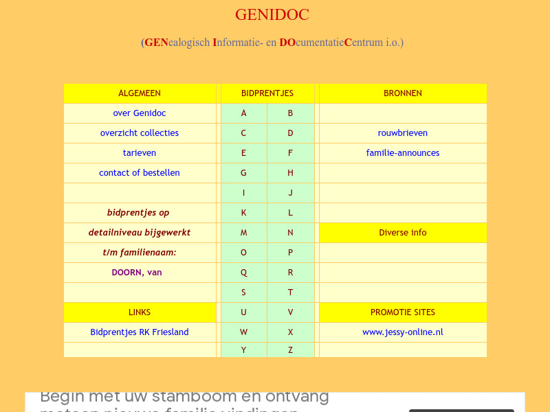 Screenshot van website