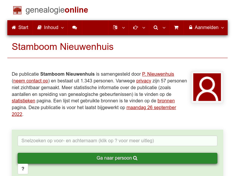 Screenshot van website
