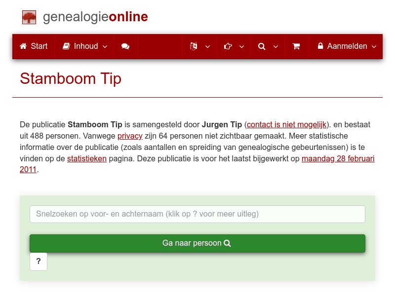 Screenshot van website