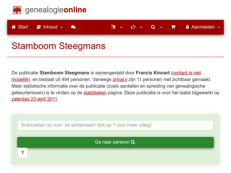 Screenshot van website