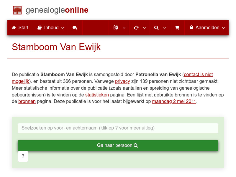 Screenshot van website