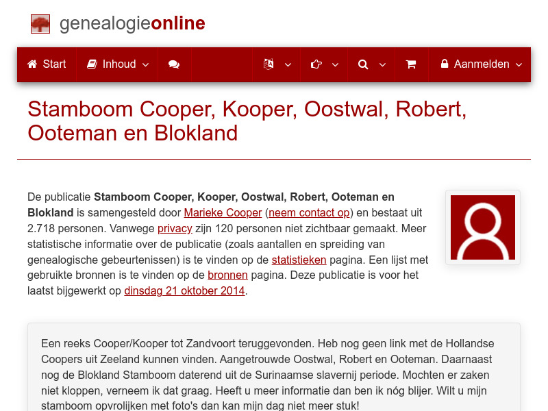 Screenshot van website