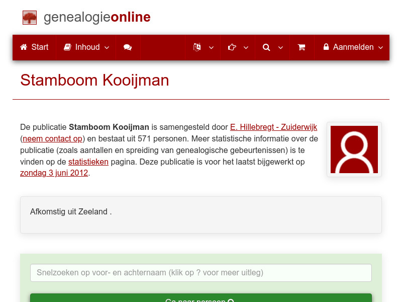 Screenshot van website