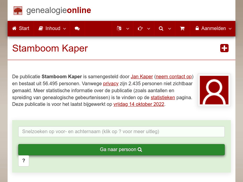 Screenshot van website