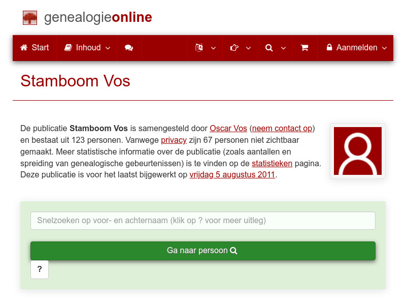 Screenshot van website