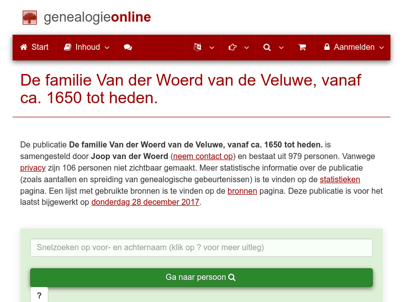 Screenshot van website