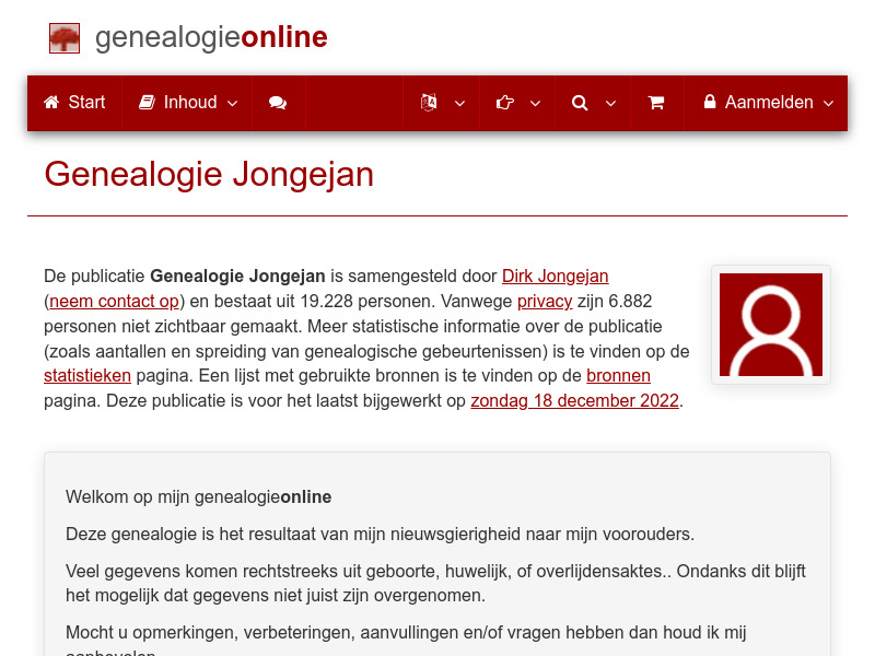 Screenshot van website
