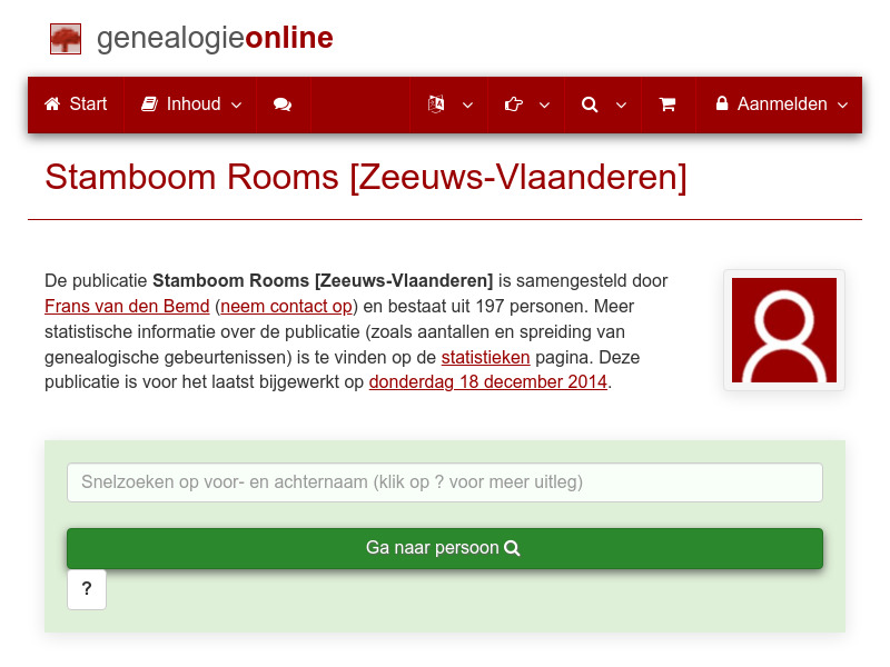 Screenshot van website