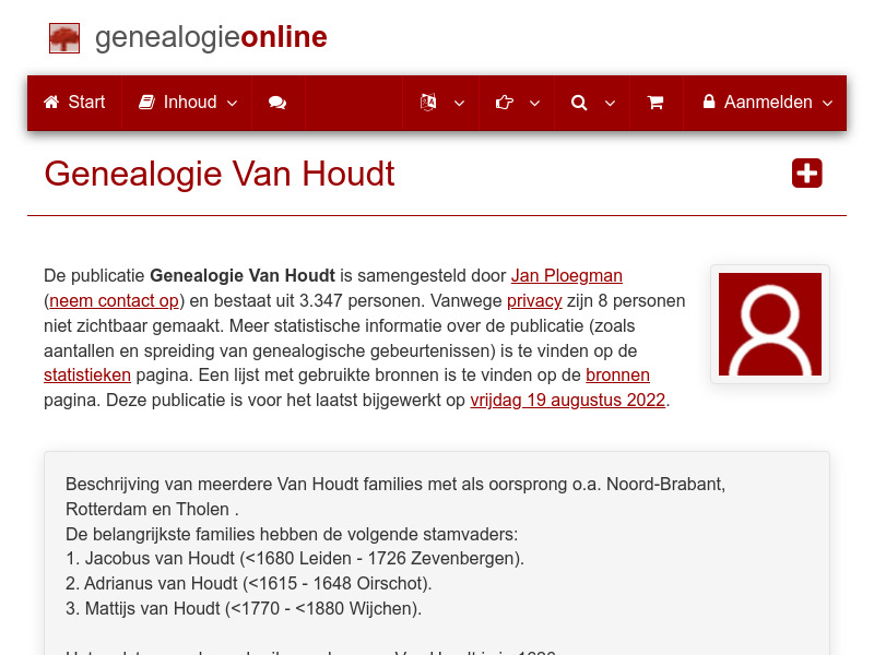 Screenshot van website