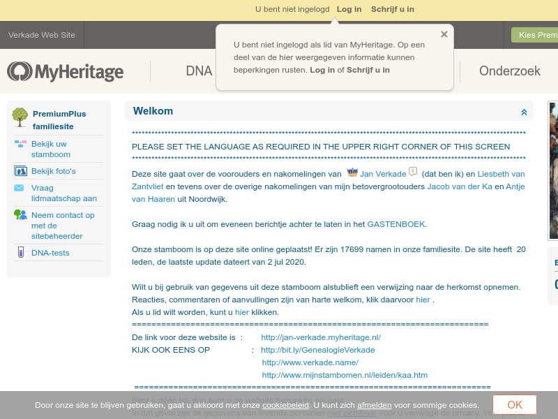 Screenshot van website