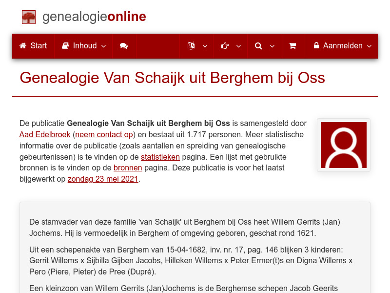 Screenshot van website
