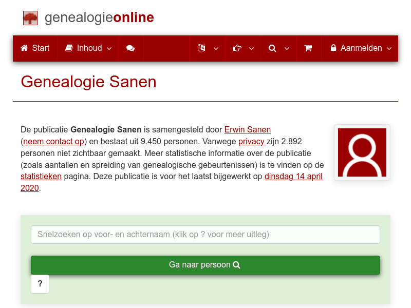 Screenshot van website