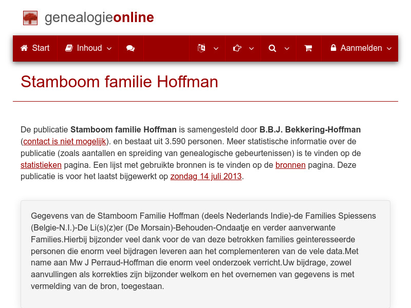 Screenshot van website