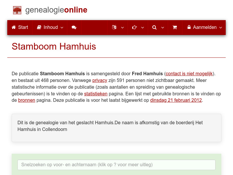 Screenshot van website