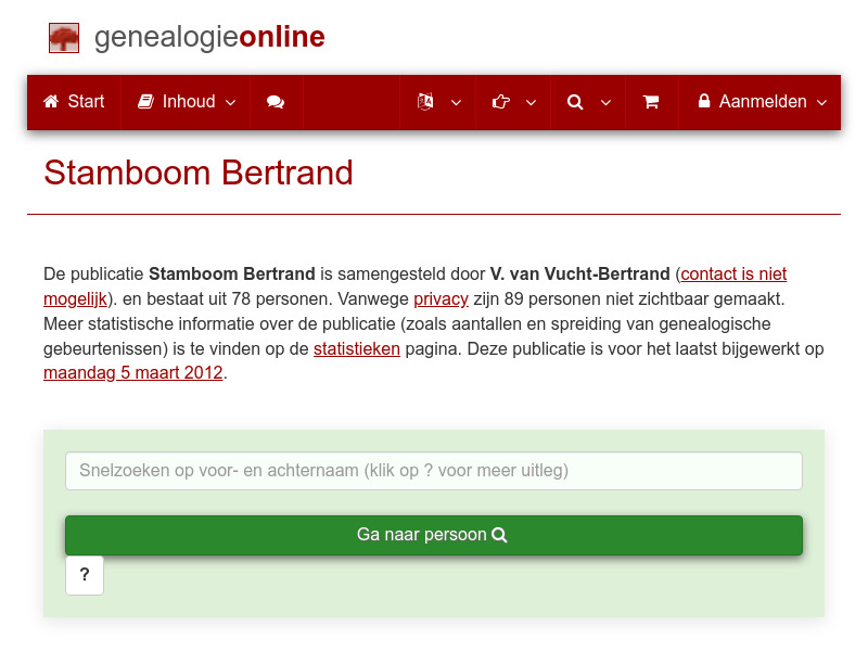 Screenshot van website