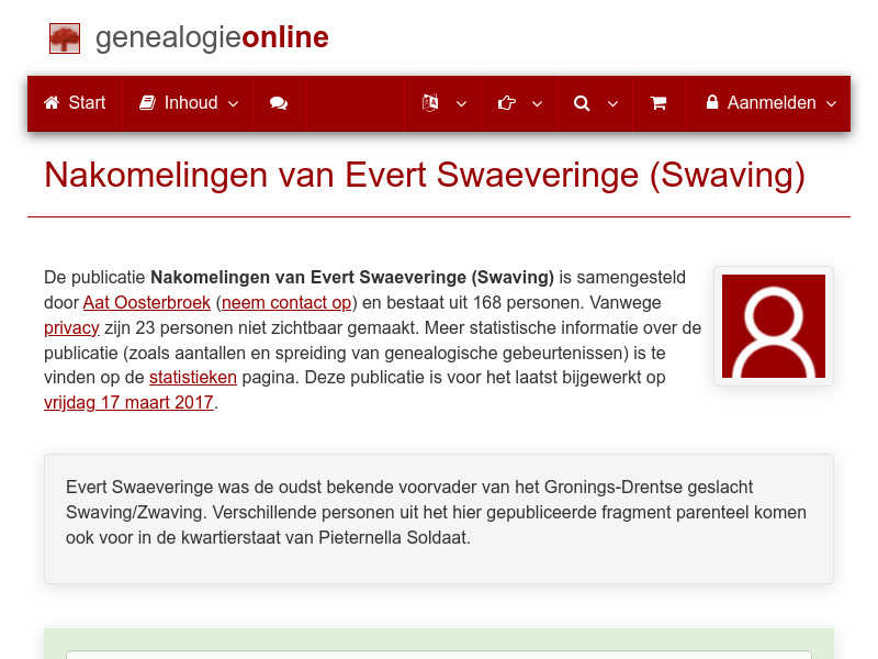 Screenshot van website
