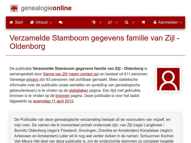 Screenshot van website